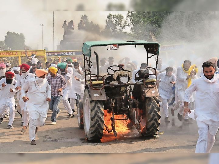 अंबाला में प्रदर्शन, पुलिस से भिड़े किसान; हरियाणा-पंजाब बॉर्डर सील