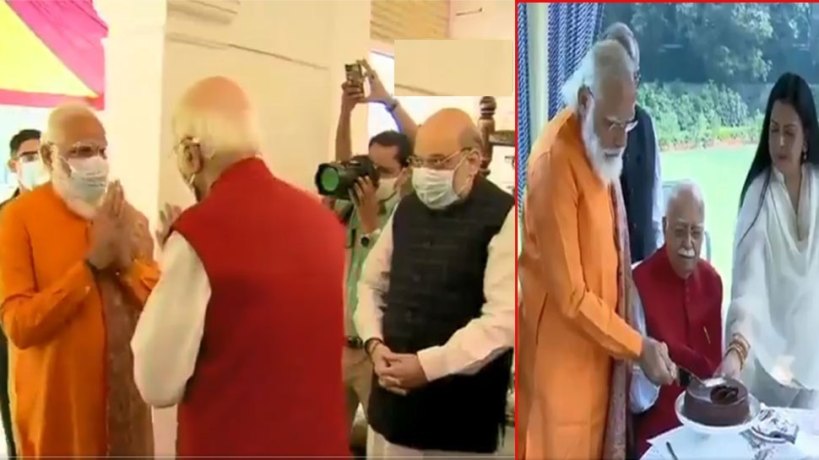 मोदी ने लाल कृष्ण आडवाणी के घर जाकर जन्मदिन की बधाई दी