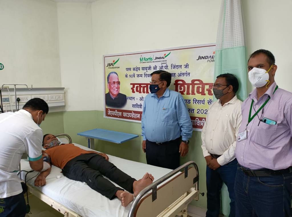 जेएसपीएल फाउंडेशन जेपीएल तमनार द्वारा रक्तदान शिविर का आयोजन
