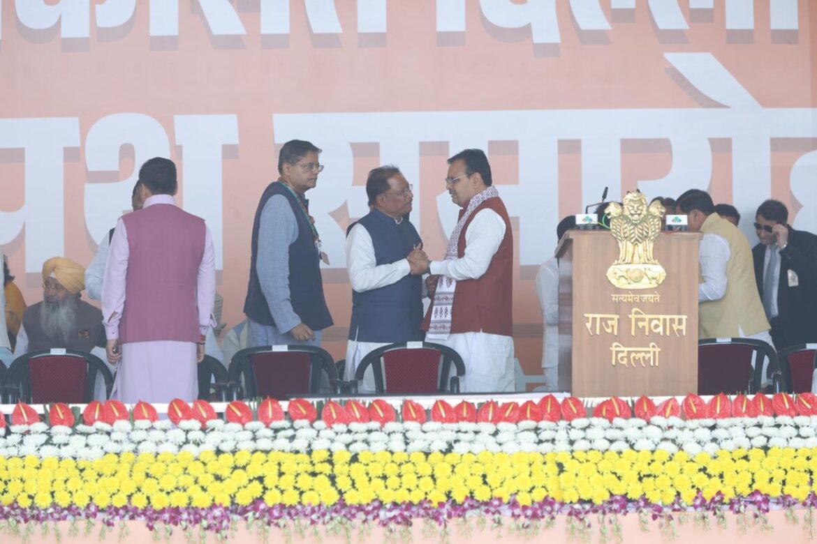 छत्तीसगढ़ के मुख्यमंत्री श्री विष्णुदेव साय आज नई दिल्ली के रामलीला मैदान में आयोजित शपथ ग्रहण समारोह में शामिल हुए