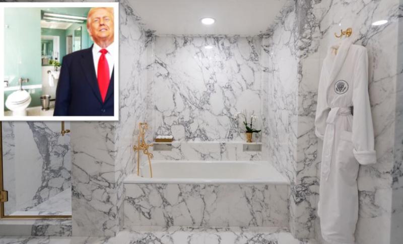 ट्रंप ने 80 साल पुराने लिंकन बाथरूम को दिया सोने और संगमरमर का रूप