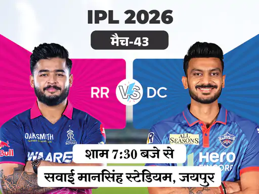 IPL 2026 का 43वां मैच राजस्थान रॉयल्स और दिल्ली कैपिटल्स के बीच खेला जाएगा