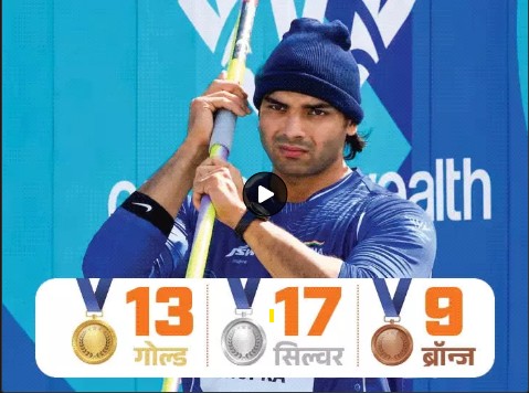 कॉमनवेल्थ गेम्स 2026 में भारत ने 13 गोल्ड, 17 सिल्वर और 9 ब्रॉन्ज समेत कुल 39 मेडल जीते