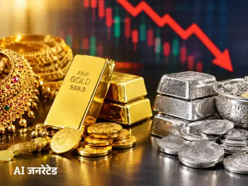 सोने-चांदी की कीमतों में आज  लगातार 5वें दिन गिरावट रही